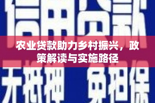 红岗农业贷款助力乡村振兴，政策解读与实施路径