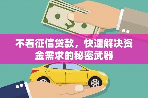 灵璧不看征信贷款，快速解决资金需求的秘密武器
