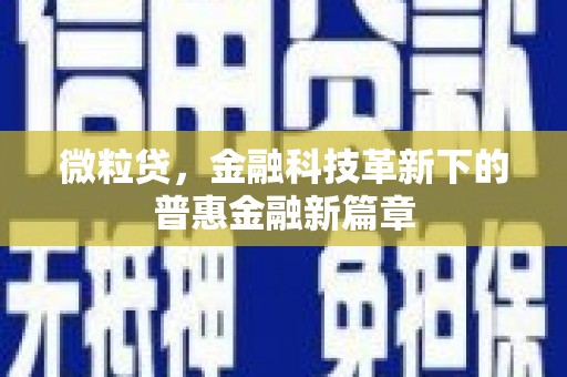 莺歌微粒贷，金融科技革新下的普惠金融新篇章